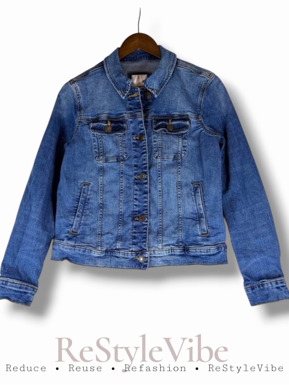 LC LAUREN CONRAD Women’s Size S Jacket Coat Denim Jean Trucker Style Stretch